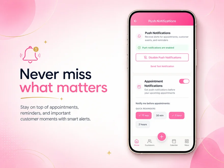 Push notification settings in MyPink Party