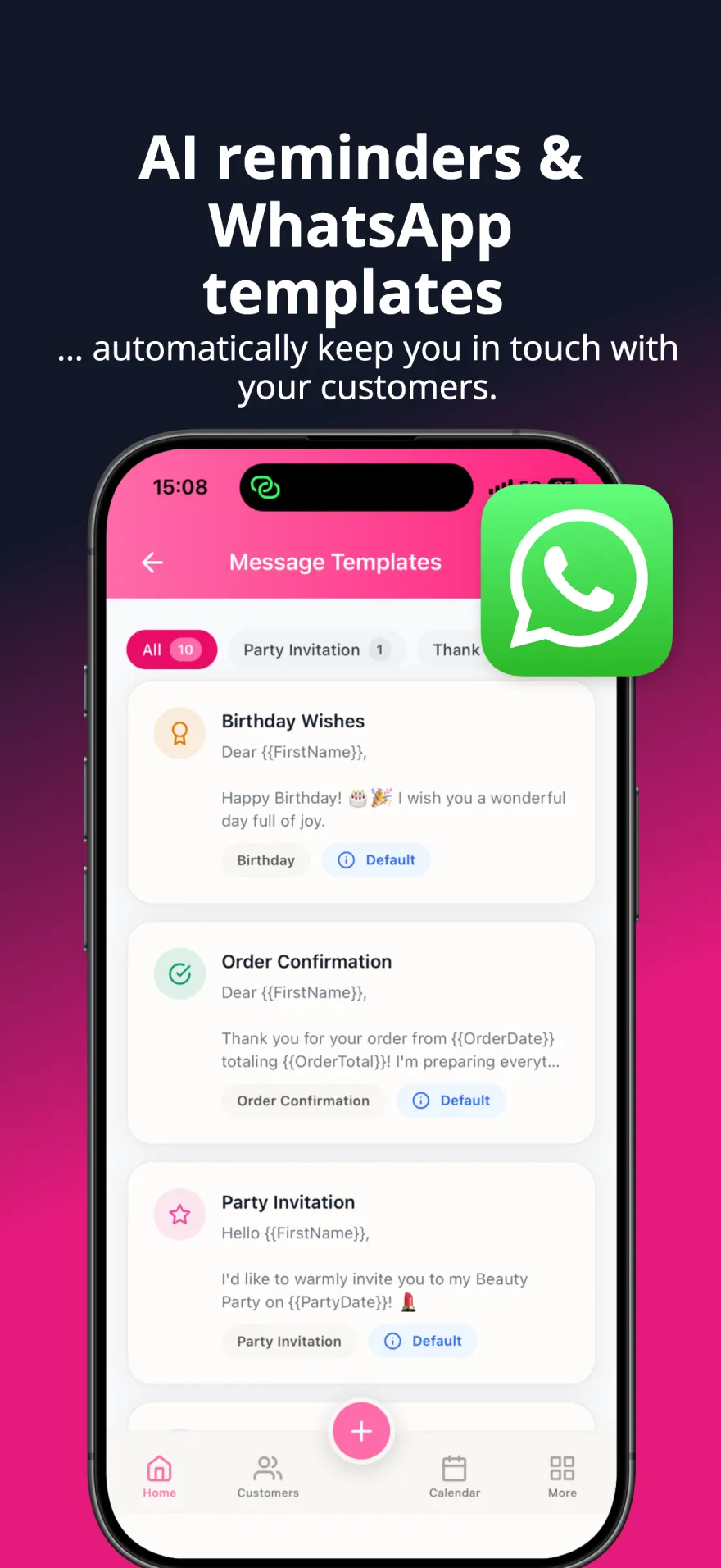 WhatsAppi sõnumimallid ja automaatsed kliendimeeldetuletused