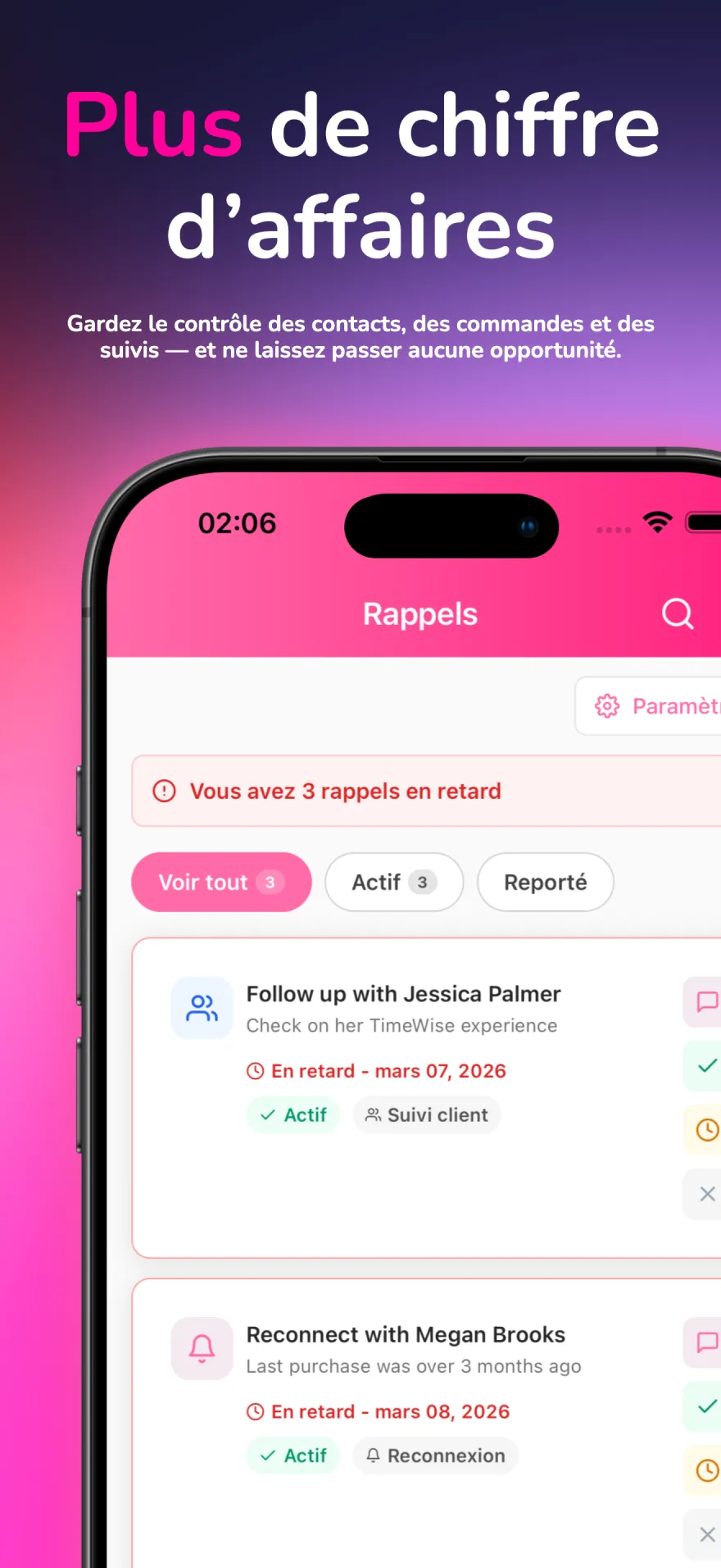 Modèles de messages WhatsApp et rappels clients automatisés