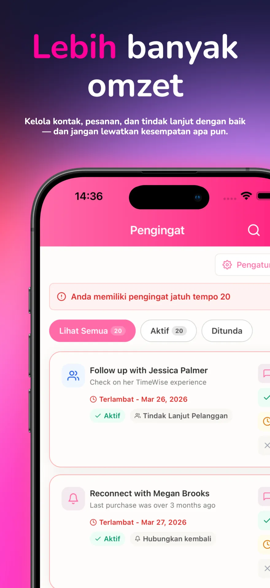 Templat pesan WhatsApp dan pengingat pelanggan otomatis