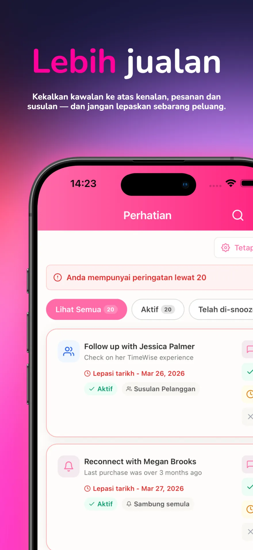 Templat mesej WhatsApp dan peringatan pelanggan automatik