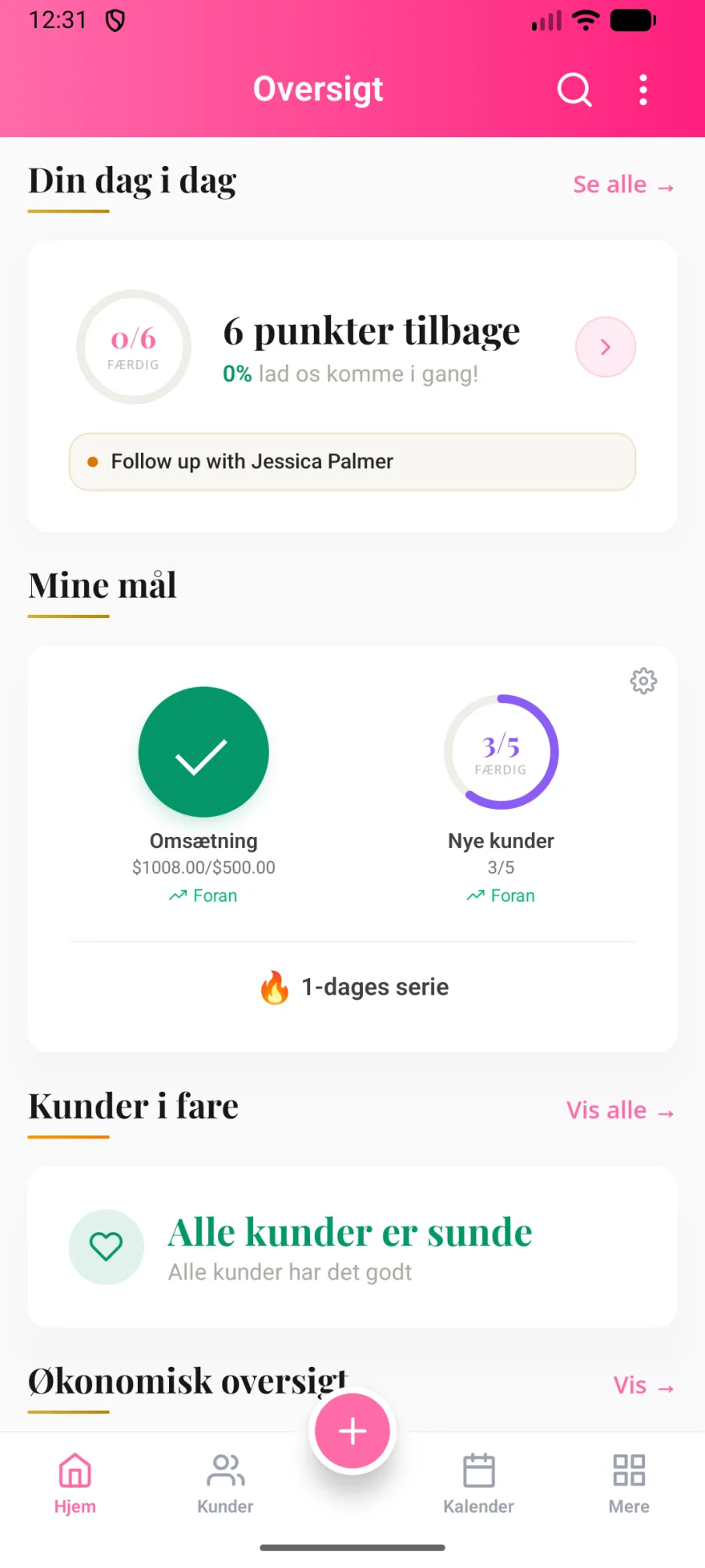Skærmbillede af MyPink Party-appen
