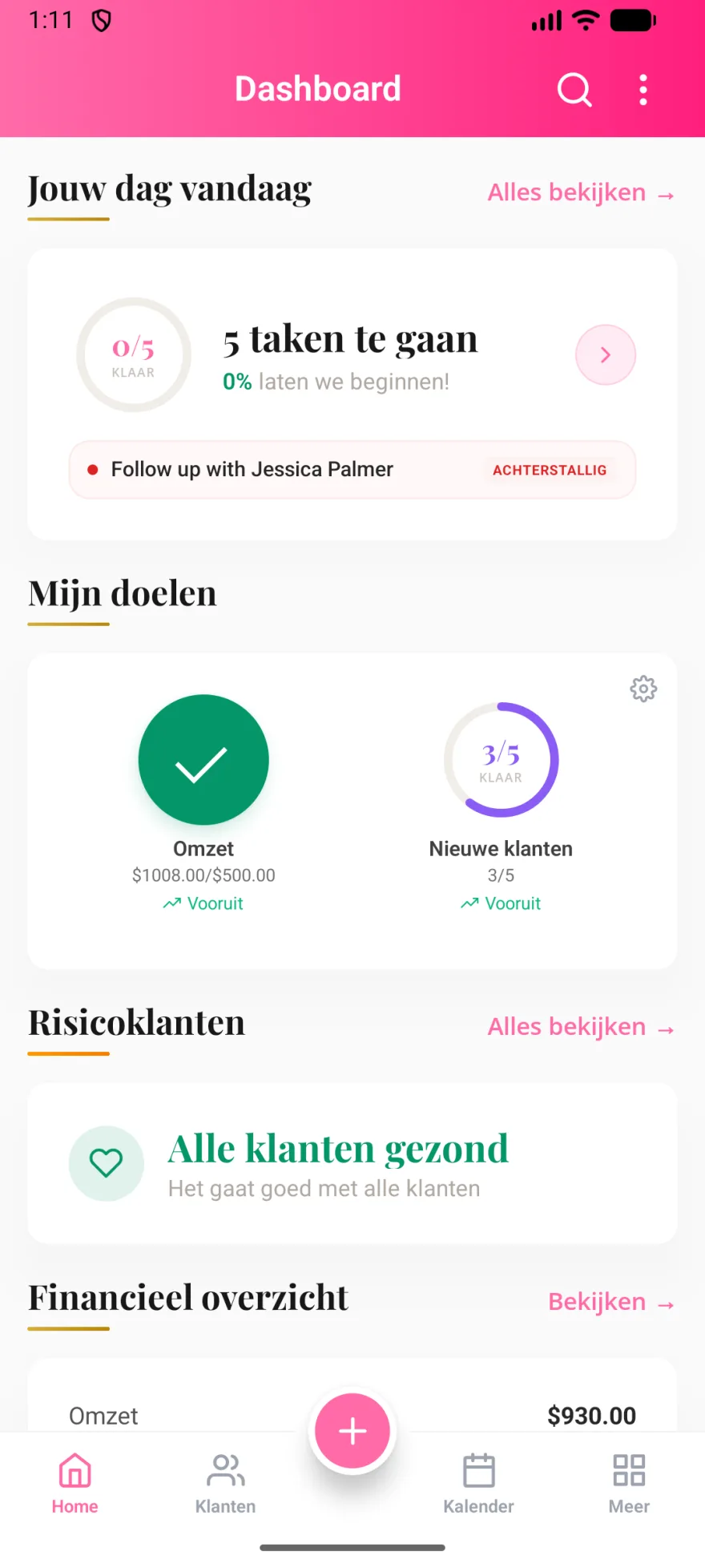 Screenshot van de MyPink Party-app