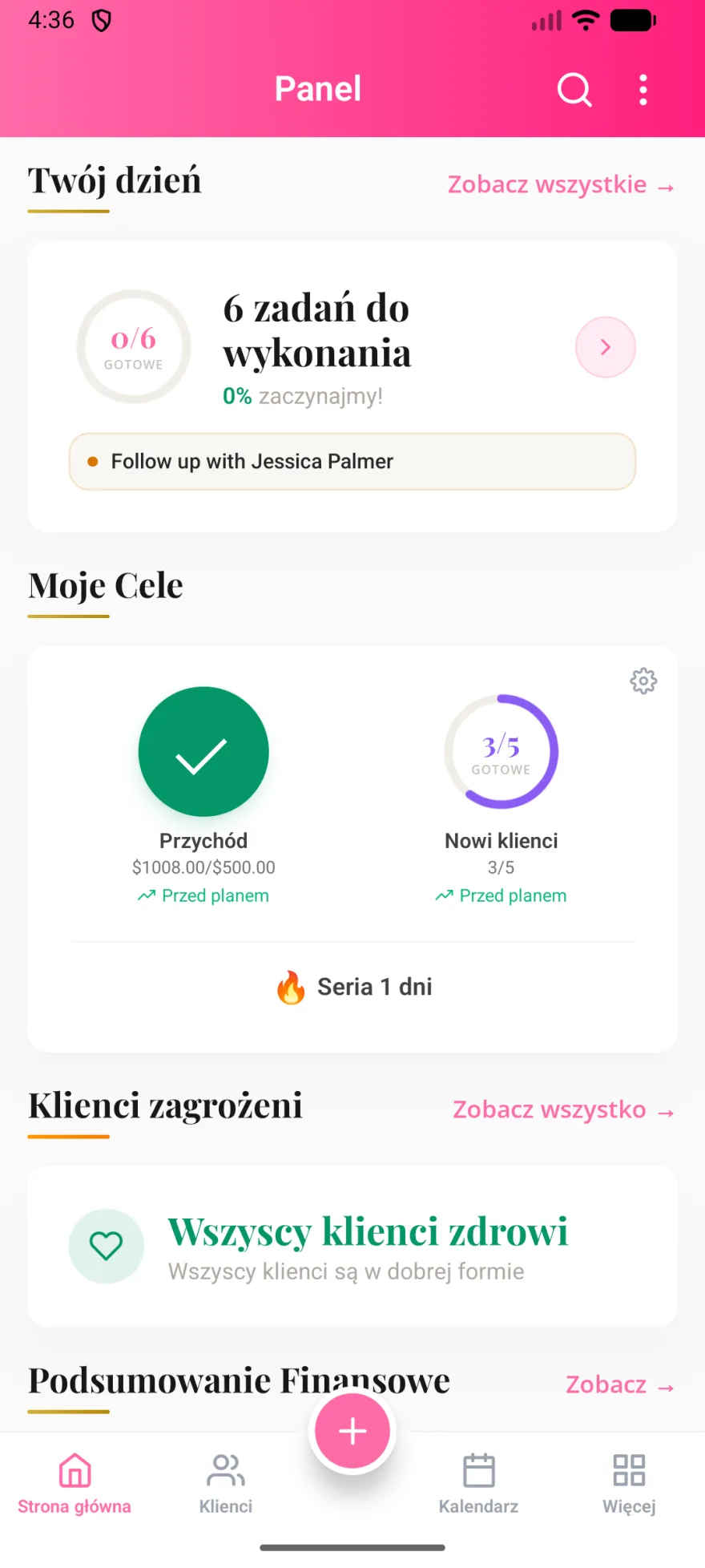 Zrzut ekranu aplikacji MyPink Party