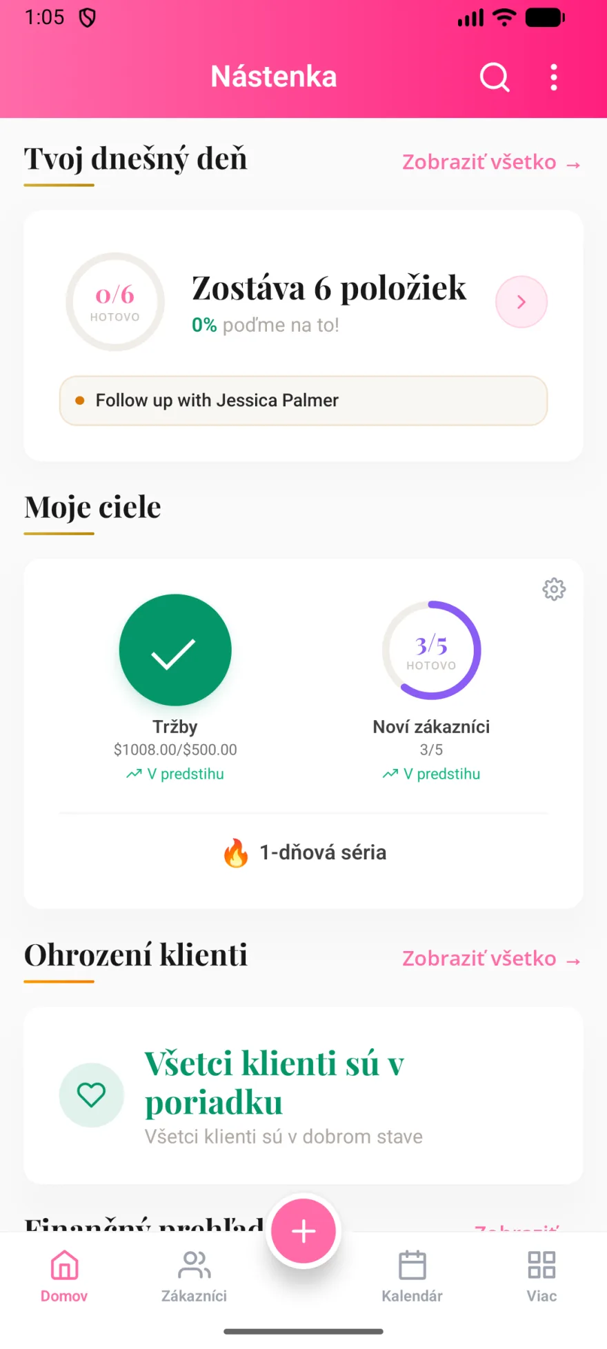 Snímka obrazovky aplikácie MyPink Party